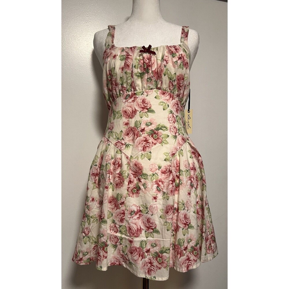 Liberty Love Women’s Size S, Floral Fit & Flare Mini Dress Pink Roses NWT